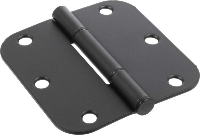 Hardware Essentials 854322 Round Corner Squeak-Proof Door Hinges, 3-1/2 inch, 3-1/2", Oil Rubbed Bronze, 3 Pieces, Oil-Rubbed Bronze - Image 1